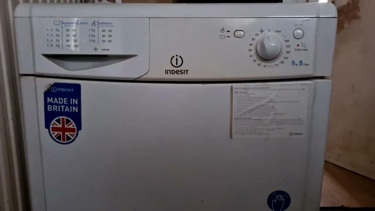 Highlight 1:23:55 – 1:28:55 from Indesit IDC8T3 8KG Condenser Tumble Dryer Full Cycle