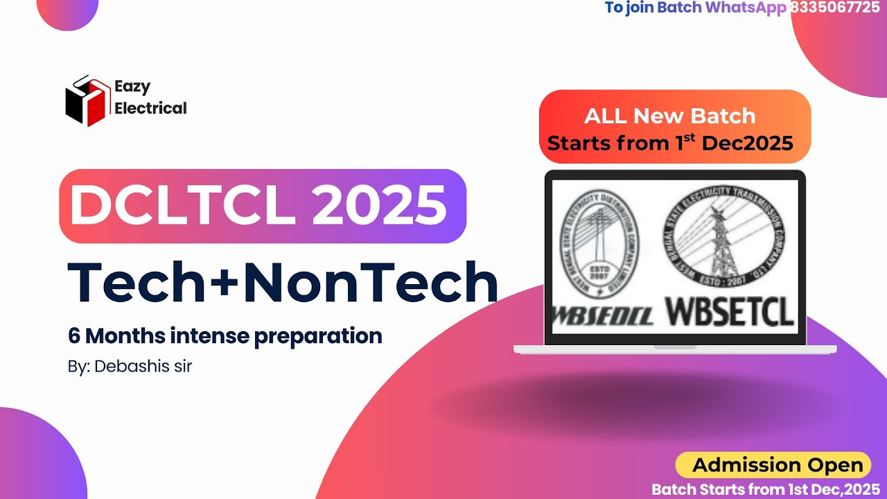 WBSEDCL SAE & WBSETCL JE 2025 I All New Batch Starts from 1 Dec 2025