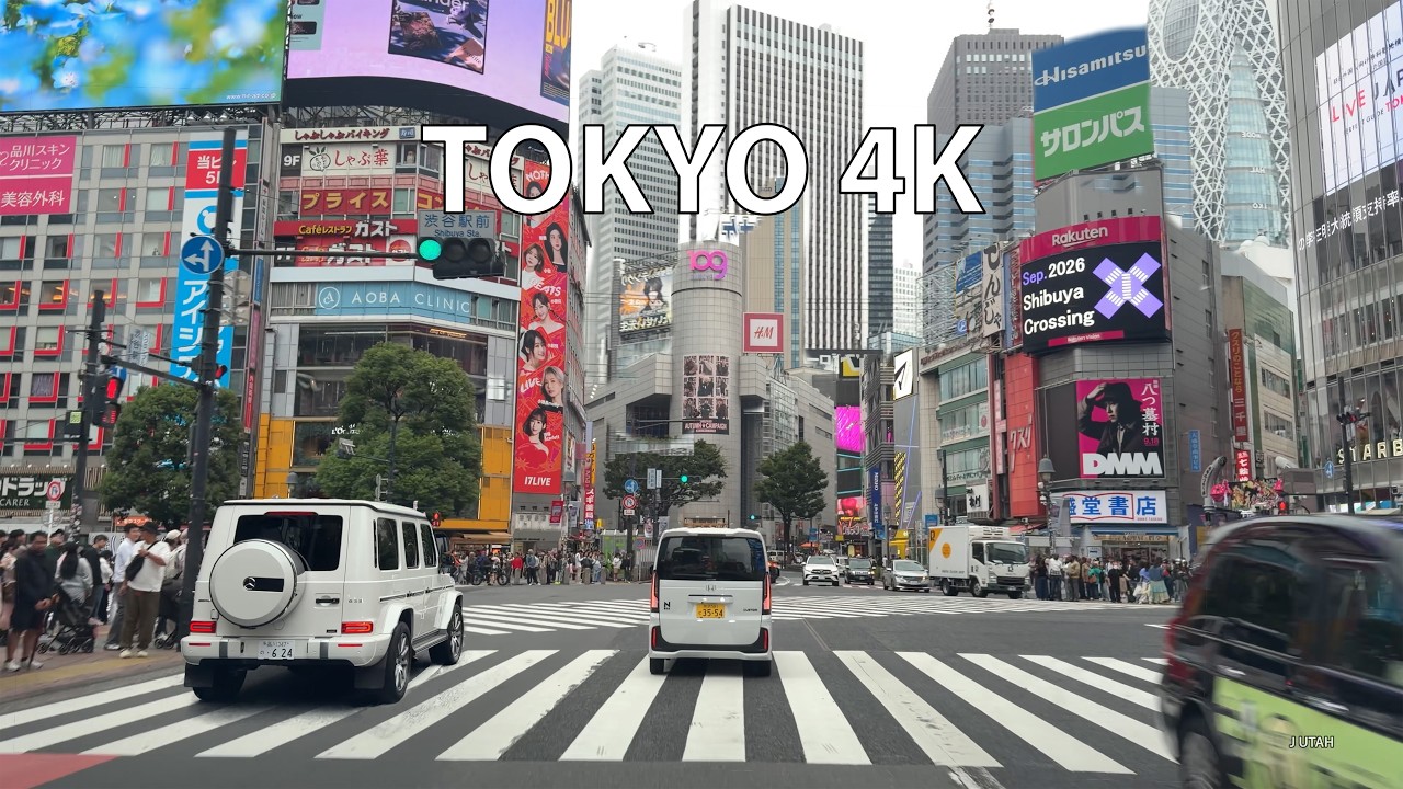 Driving Tokyo 4K - Saturday in Shinjuku Harajuku Shibuya - Japan