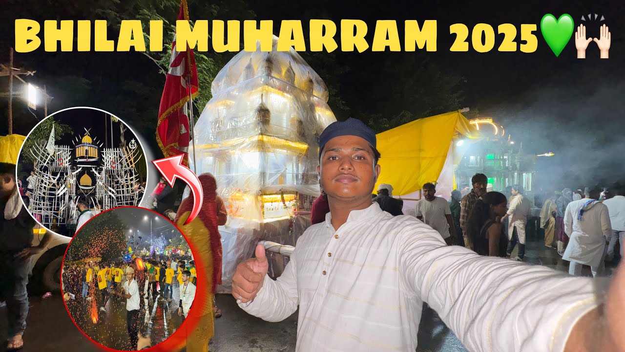 BHILAI MUHARRAM 2025💚|| Itni Badi tajiya 🙌🏻 || sector ka crowd 🕌💚|| #tajiya #muharram #viralvideo