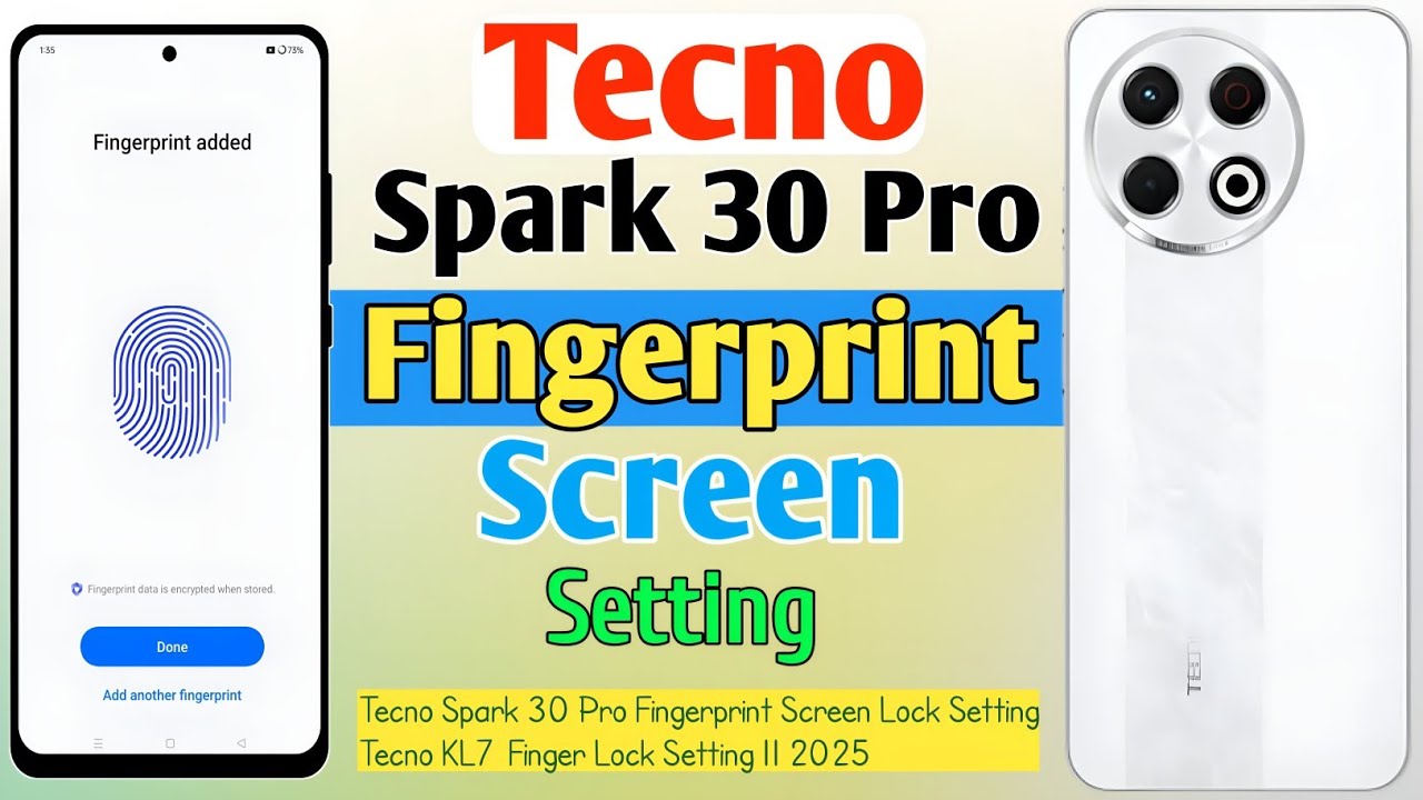 How To Tecno Spark 30 Pro Fingerprint Screen Lock Setting/Tecno KL7  Finger Lock Setting || 2025