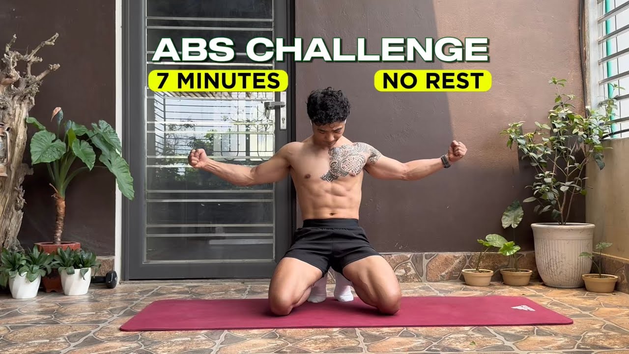 7 Min INTENSE ABS Workout | No Equipment, No Rest