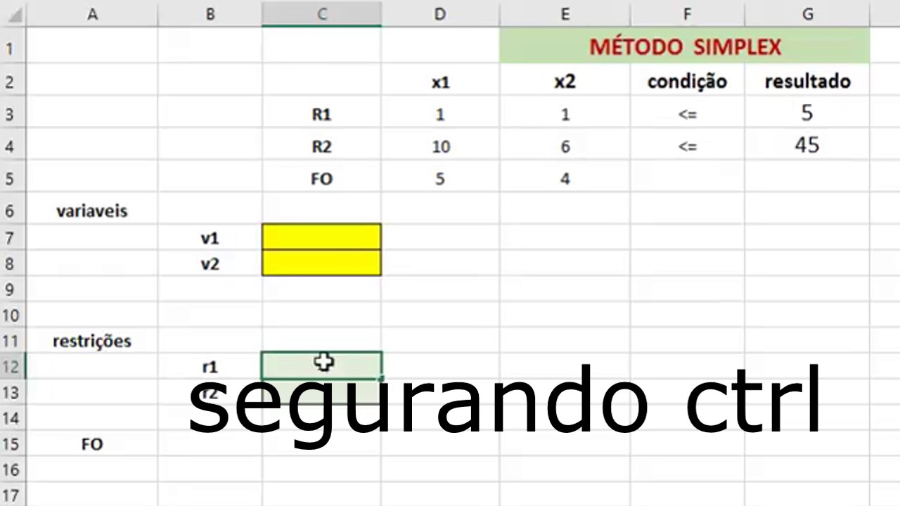 Pesquisa Operacional -   Simplex no Excel