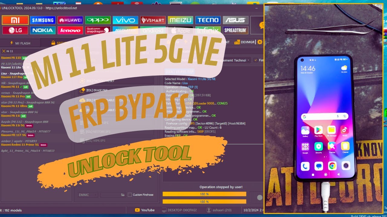Xiaomi MI 11 Lite 5G NE (2109119DG) Frp Bypass Unlock Tool