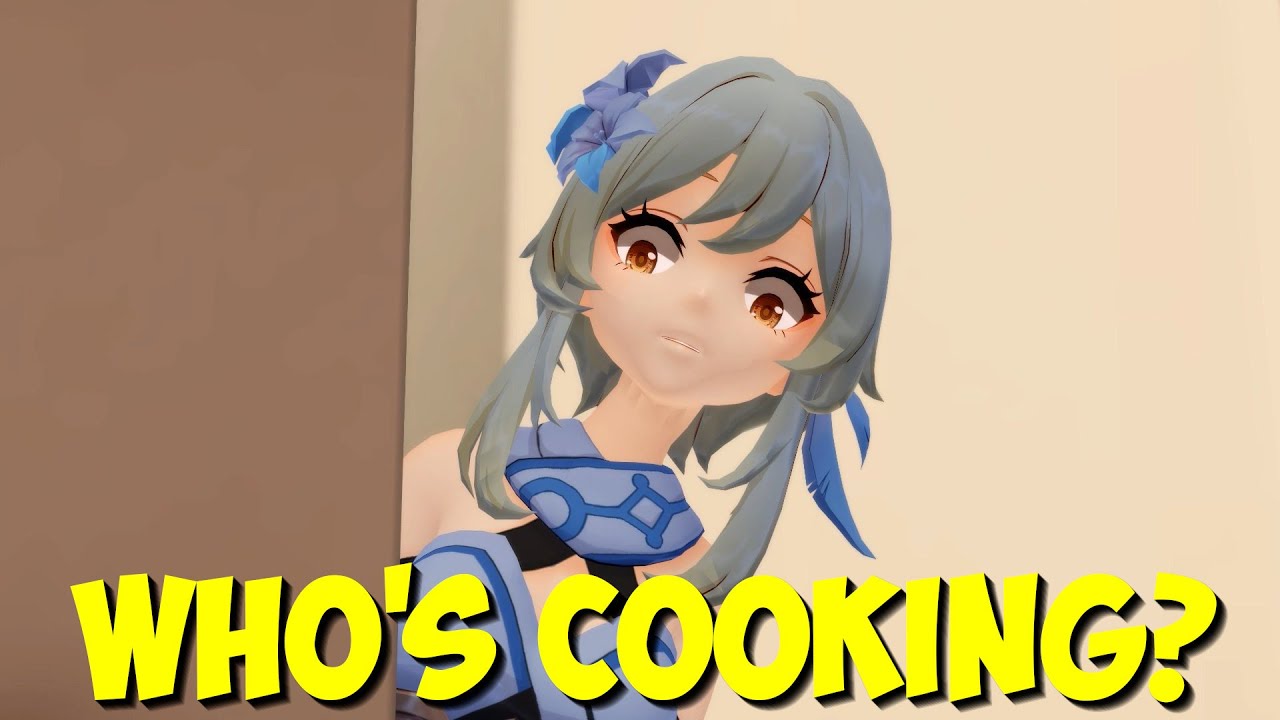 MMD Genshin Impact – “Who’s Cooking?” Kaeya vs. Tartaglia - Lumine Diluc Paimon Diona funny meme
