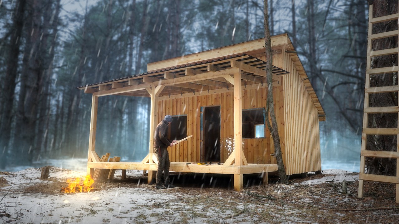 Building a big cabin with my own hands, 5 days in the woods alone, Cozy house, no talking ASMR