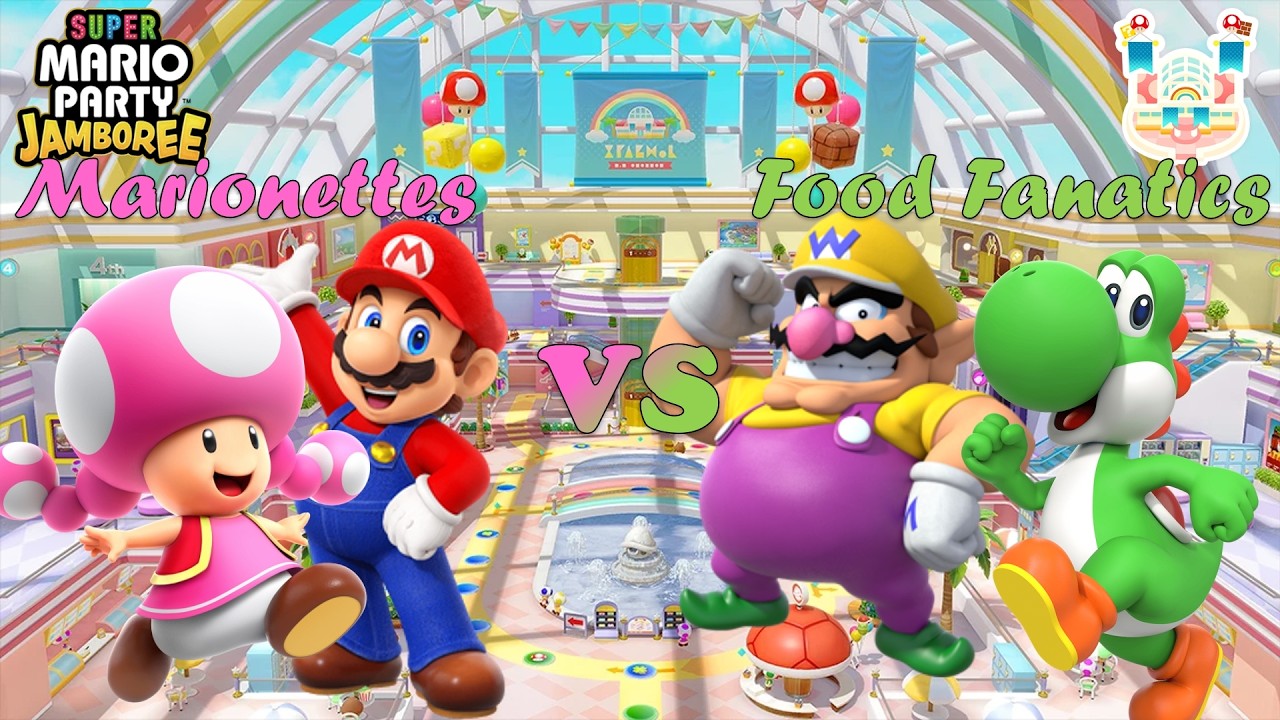 Super Mario Party Jamboree - Toadette & Mario vs Yoshi & Wario - Rainbow Galleria