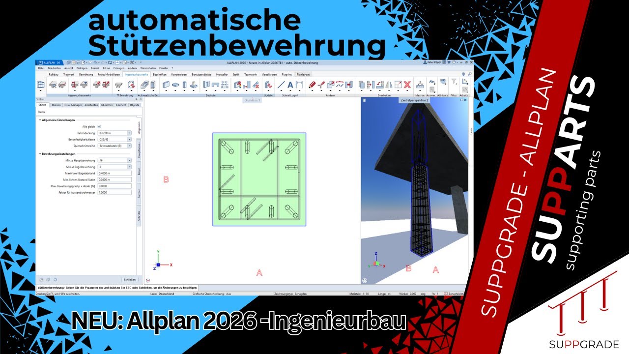 Neu in Allplan 2026 Ingenieurbau - #01 automatische St&uuml;tzenbewehrung