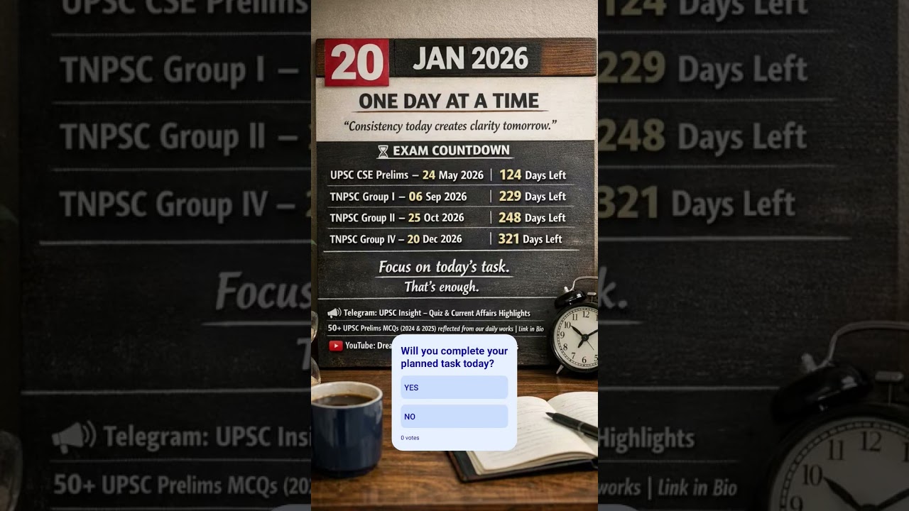 Daily Exam Countdown | Jan 20 | UPSC & TNPSC 2026 | One Day at a Time