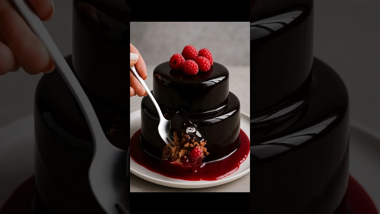 🍫❤ Chocolate Mirror Glaze Raspberry Cake ❤🍫