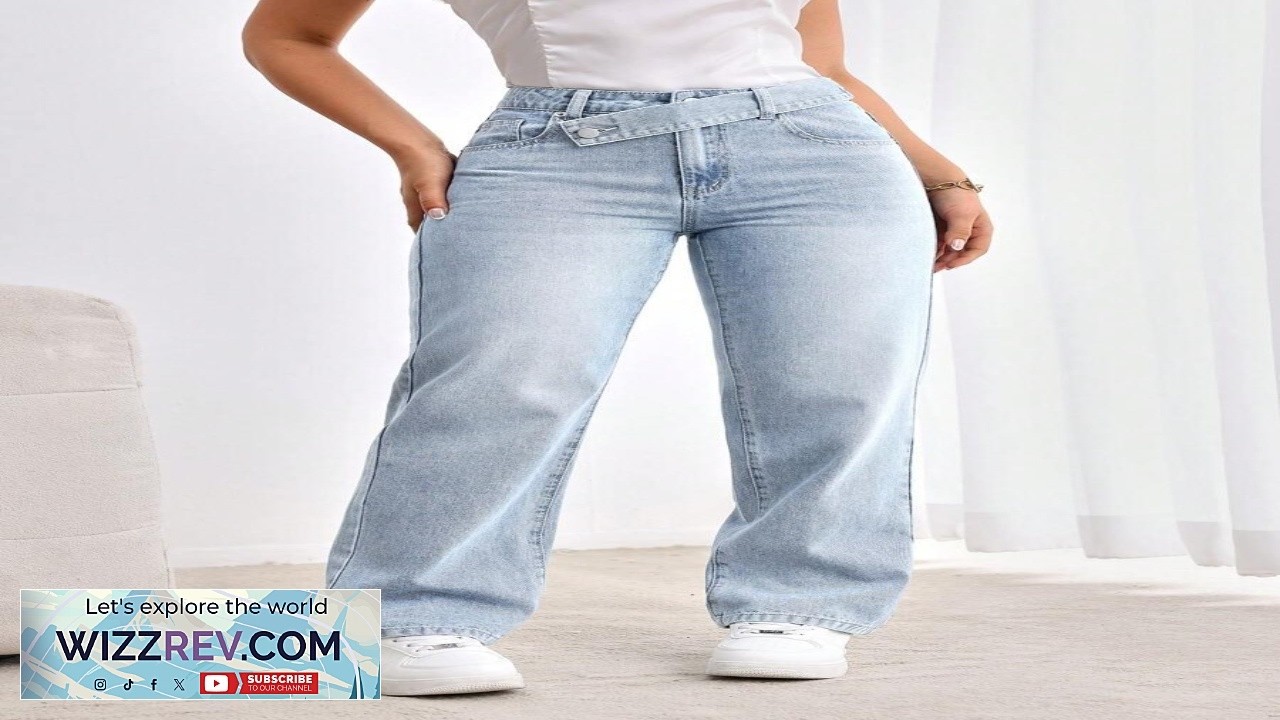SHEIN Tall Casual Washed Overlapping Waist Loose Straight Leg Jeans SHEIN