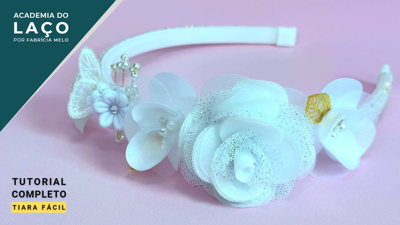 Tiara Luxo com flores de tecido #novidade #pap #papdelaços #tiara