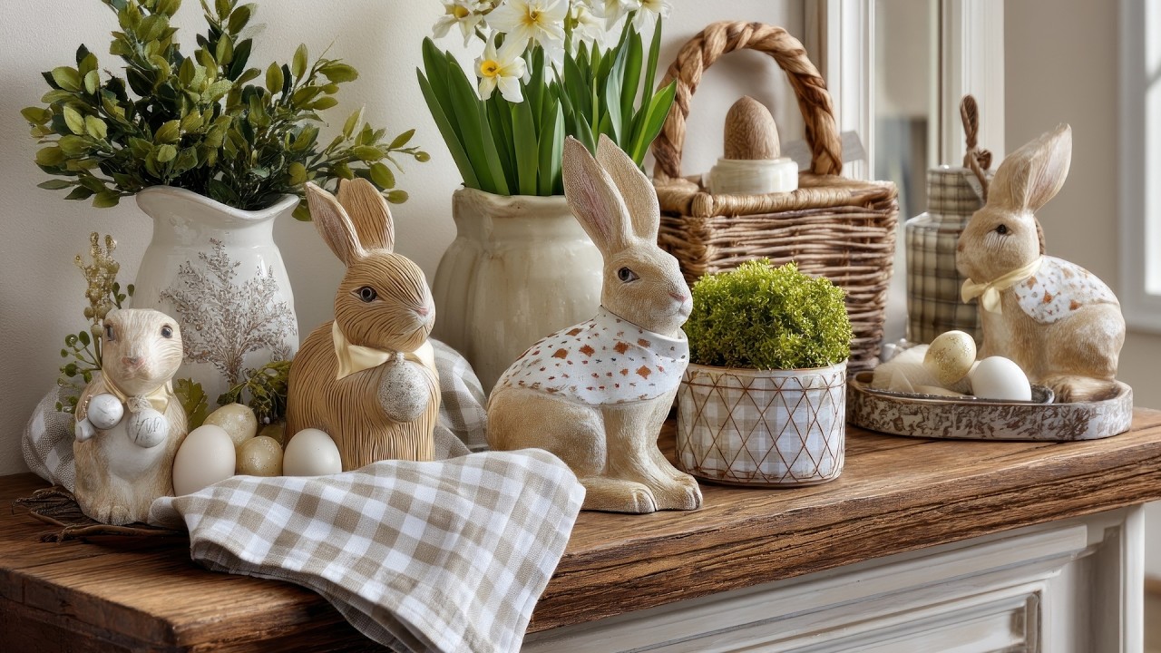 Vintage Spring Farmhouse Decor Ideas | Shabby Chic Eggs, Bunnies & Cozy Pastels