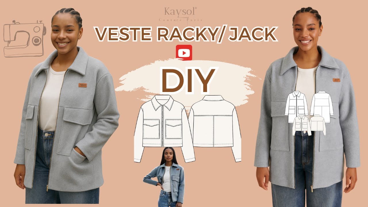 Tutoriel couture / Coudre un Manteau / Veste Racky/Jacky – Patron multi-tailles XS–7XL