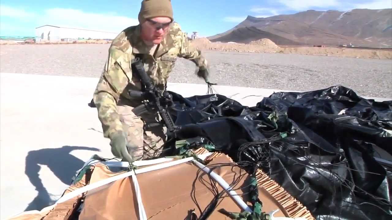 Air Drop at Forward Operating Base Thunder in Afghanistan - Cargo Plane Performs Air Drop