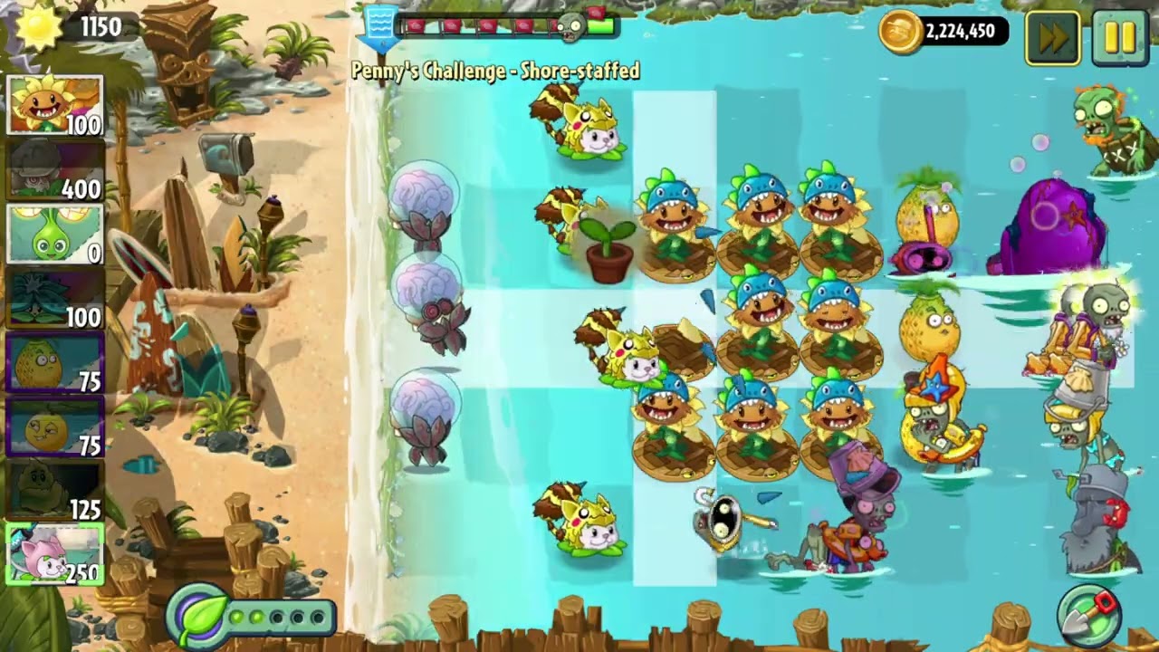 PvZ2 Reflourished Penny's Challenge: Shore-staffed