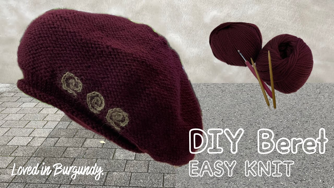 Easy DIY Beret | Knitted Beret with Surface Crochet Swirls (No Talking)