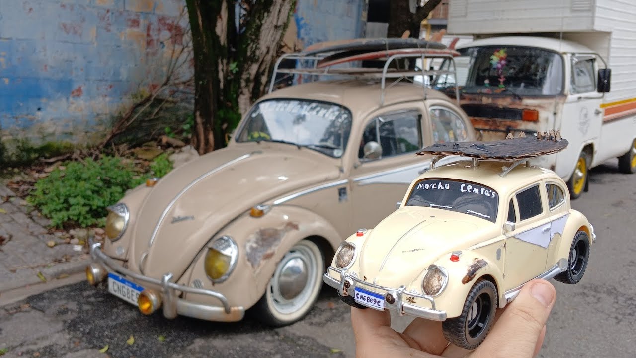 Miniatura Volkswagen Fusca Customizado da Diverplas Comparação com o Verdadeiro 1970