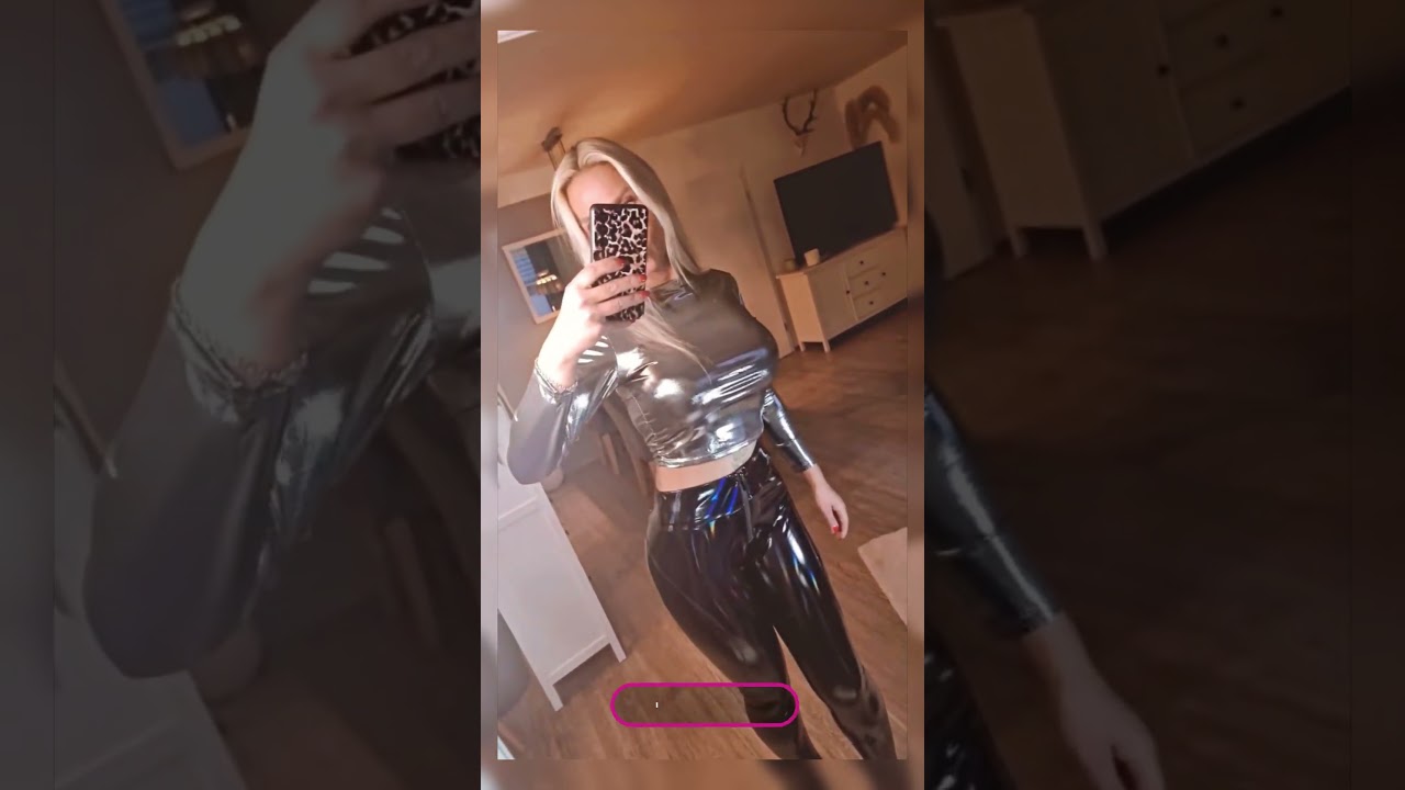 Metallic T-Shirt and Shiny Black Leggings ✨