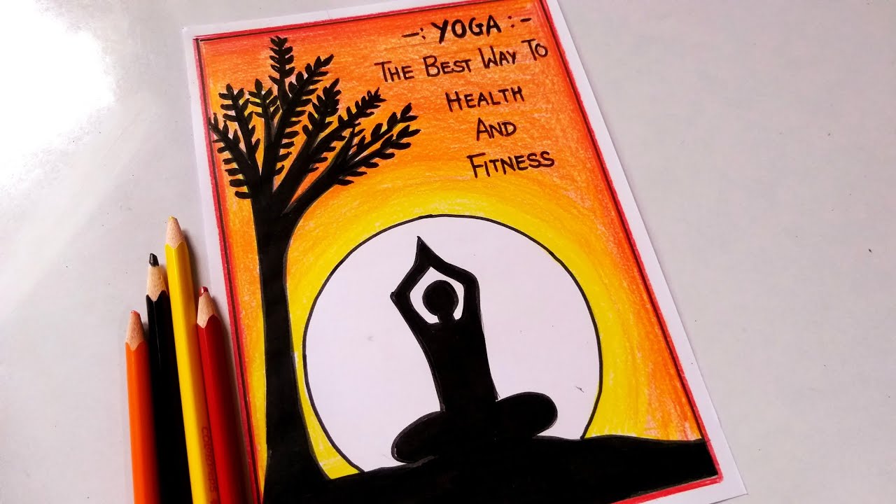 How to draw World Yoga day Drawing 2020/International Yoga Day Poster/World Yoga Day Drawing #yoga