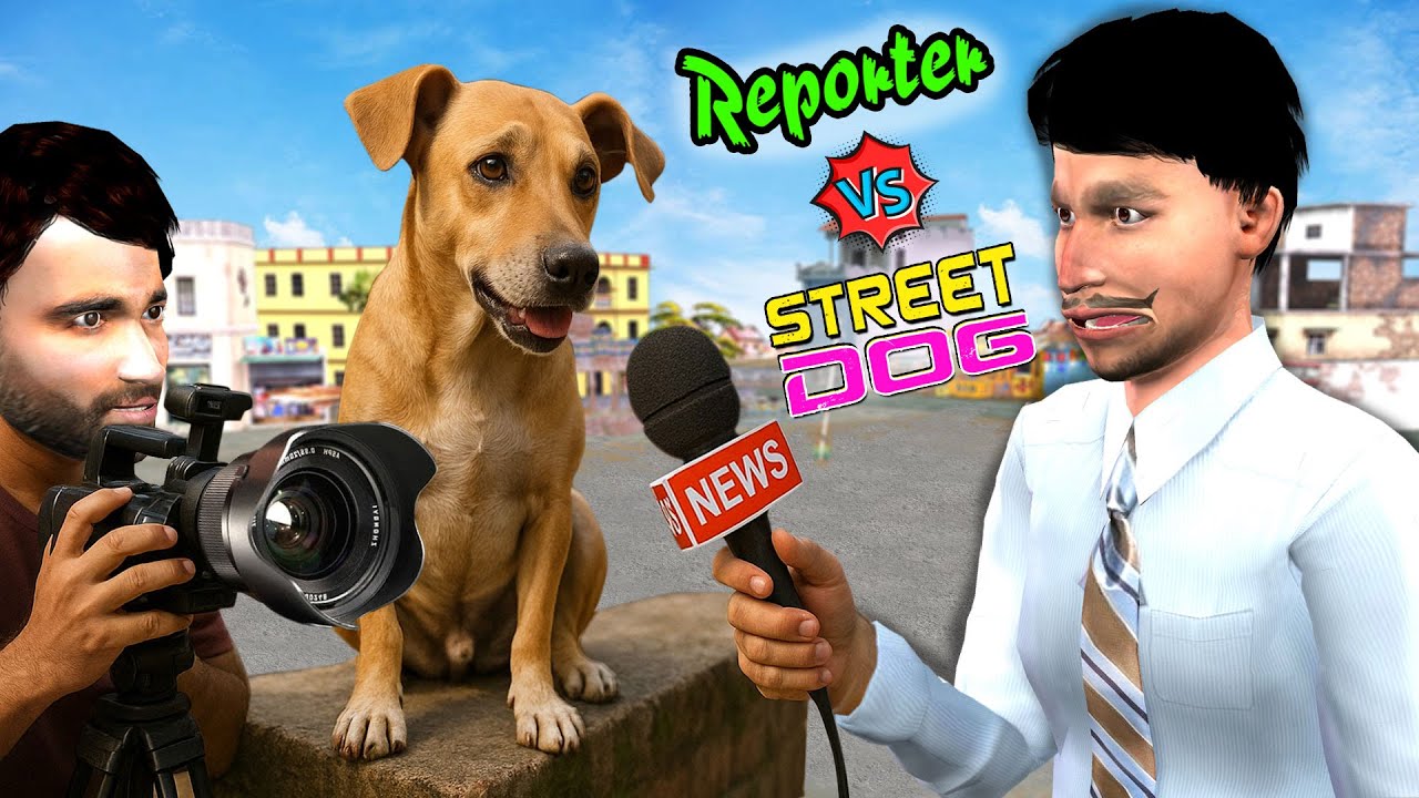 Reporter Vs Street Dog 🐶 Talking Dog Funny Interview Hindi Kahaniya Moral Stories New Comedy Video