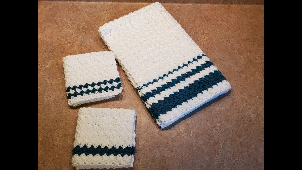 Как связать крючком полотенце для посуды Washrag, узор №3