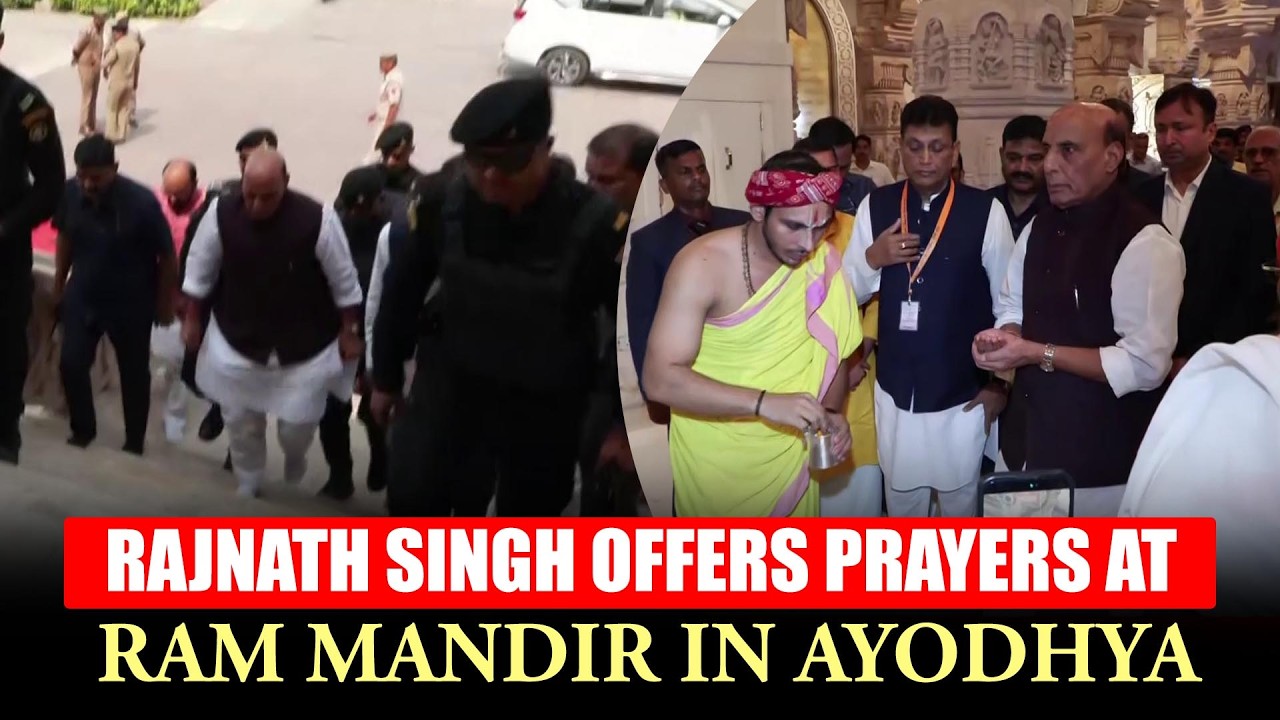 WATCH: Defence Minister Rajnath Singh offers prayers at the Shri Ram Janmabhoomi Temple in Ayodhya