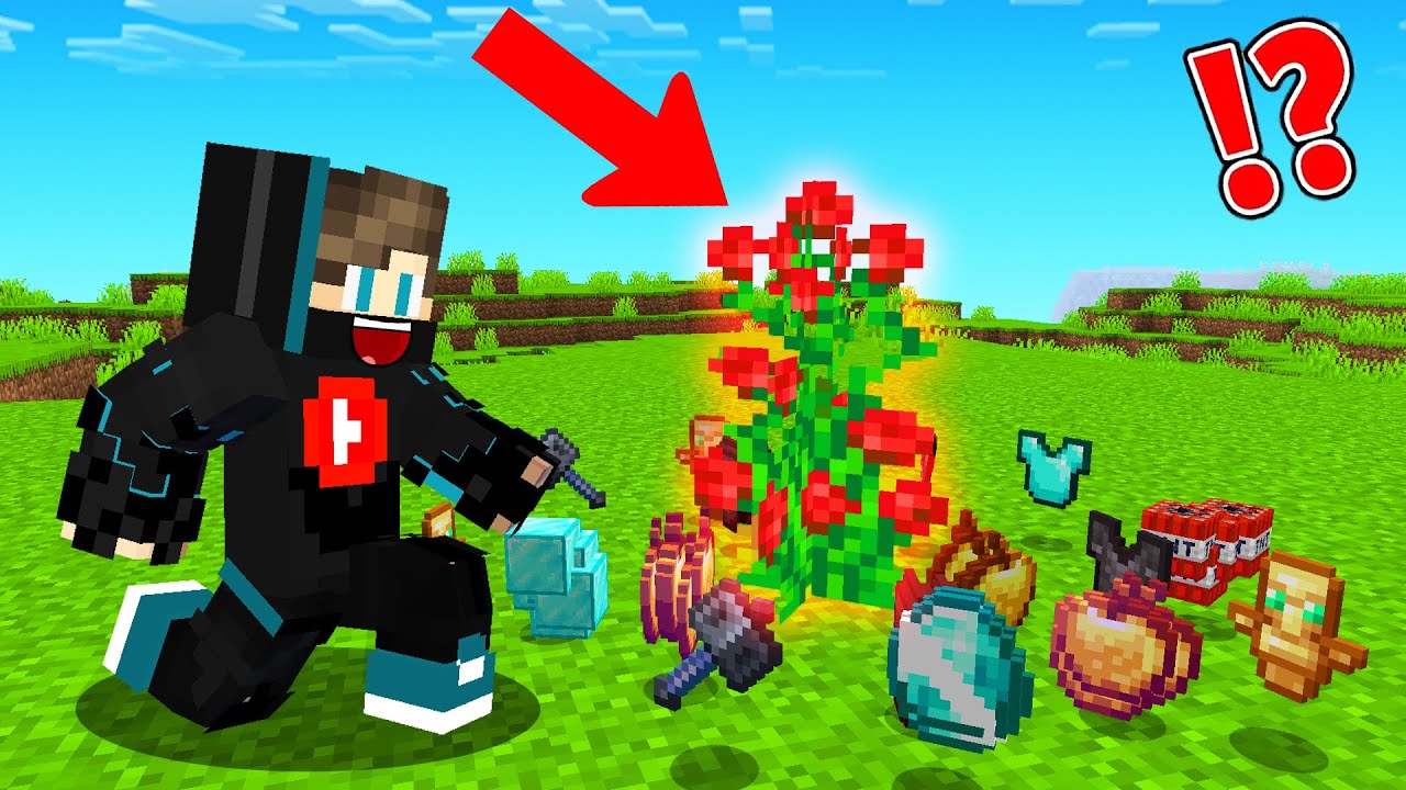 ماين كرافت : ولكن الوردة الحمراء تعطي شغلات خنفشارية !!؟ 😱🔥