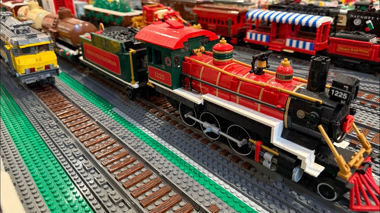 LEGO Trains - North Pole Railroad Train Running Around The Layout