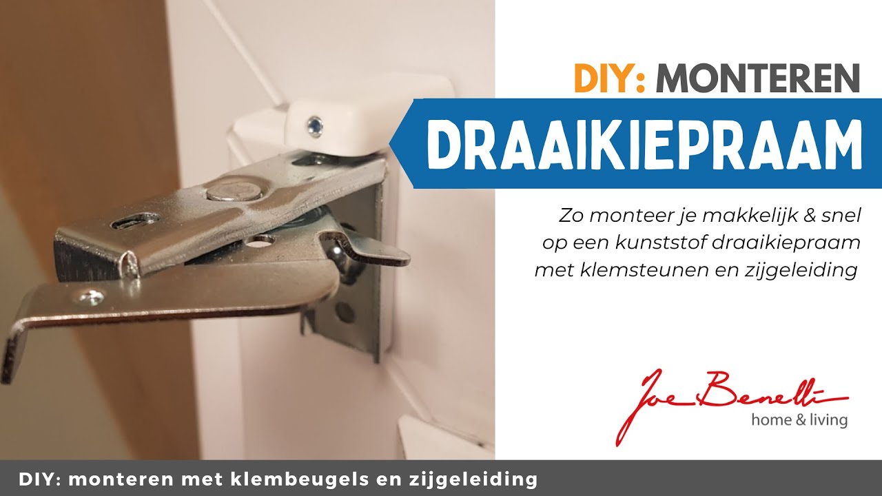 Jaloezie monteren op kunststof draaikiepraam met klemsteunen en zijgeleiding
