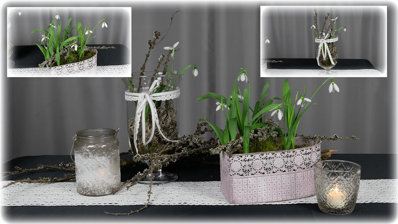 Frühlingsdeko mit Schneeglöckchen | Schneeglöckchen haben auch ein Röckchen