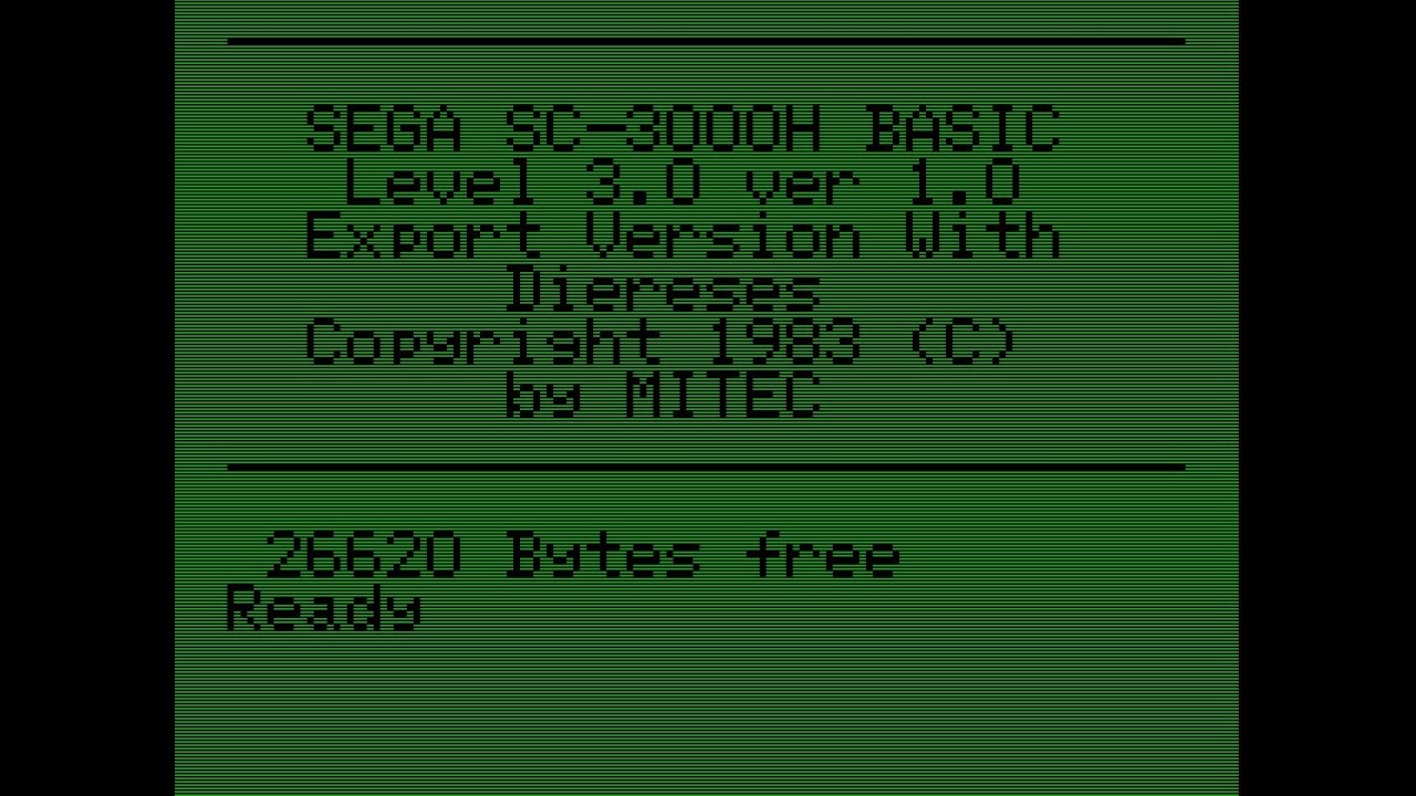 Gigatron TTL gtBASIC emulation of the John Sands Sega 3000H?