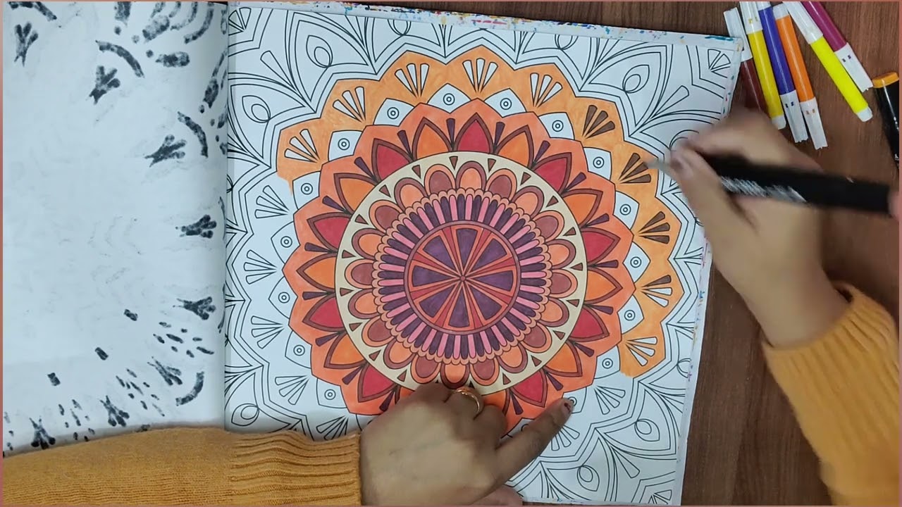 Relaxing mandala design colouring 21..part 2 satisfying video 😁 #meditativemandalaart #mandalaart 