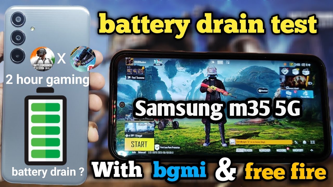 Samsung M35 5G: Free Fire & BGMI साथ 2 घंटे का बैटरी ड्रेन टेस्ट (one ui 7 पर) #oneui7 #bgmi #pubg