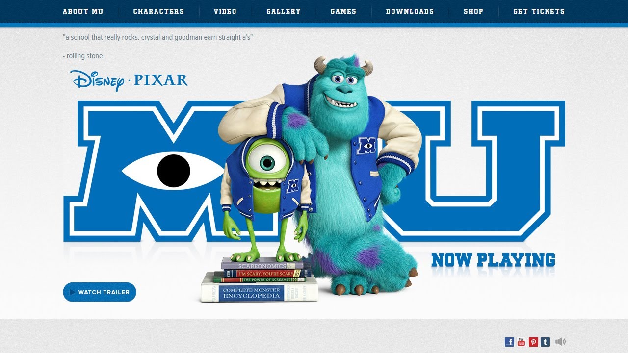 Monsters University website in 2013