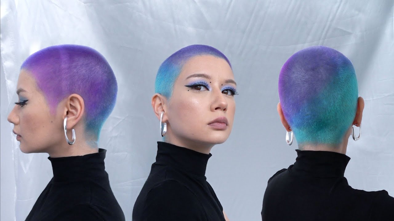 Buzz Cut Hair Dye || DIY Pastel Gradient Hair color