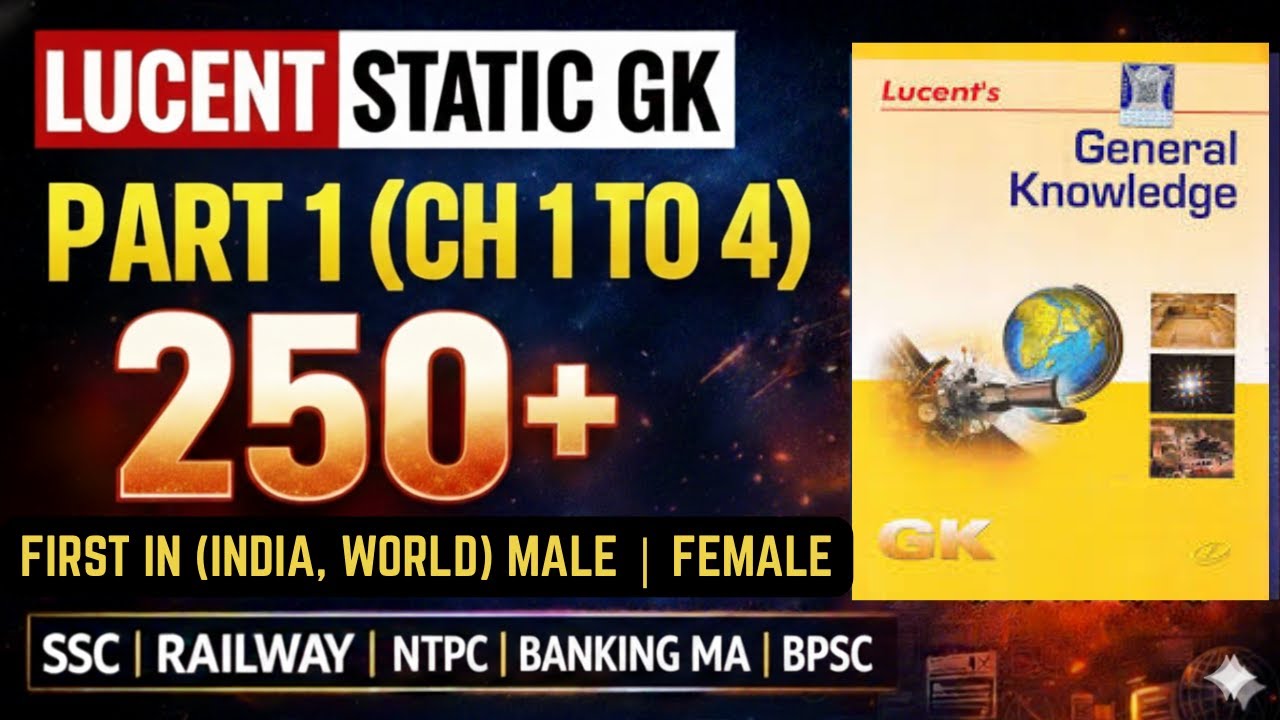 Lucent GK One Shot | Firsts in India & World | Miscellany | SSC • Railway • BPSC