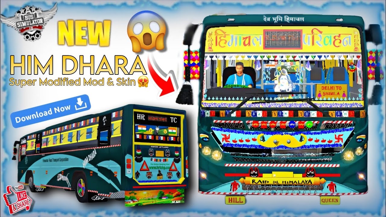HRTC HimDhara Bus Mod & Livery 😍🔥 | HRTC Bus Mod | Download Now And play 😊♥️ #bussid