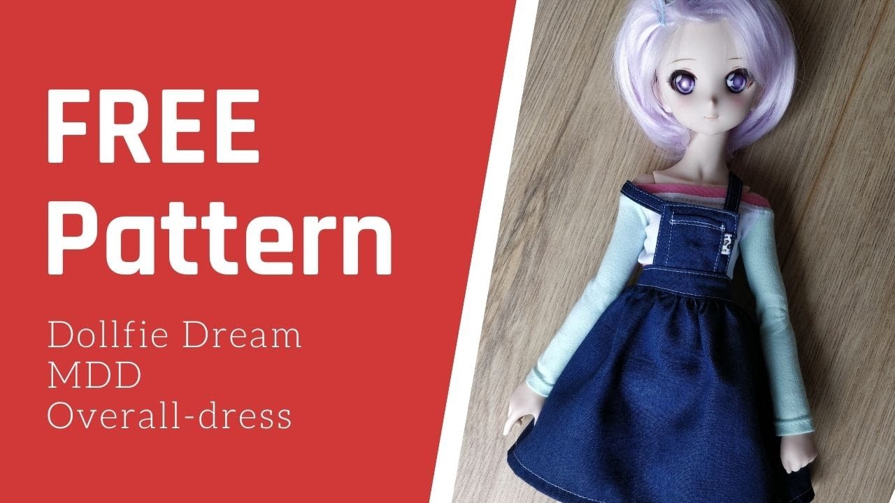 How to sew Overall-dress for Dollfie Dream MDD | Free Pattern / BJD MSD