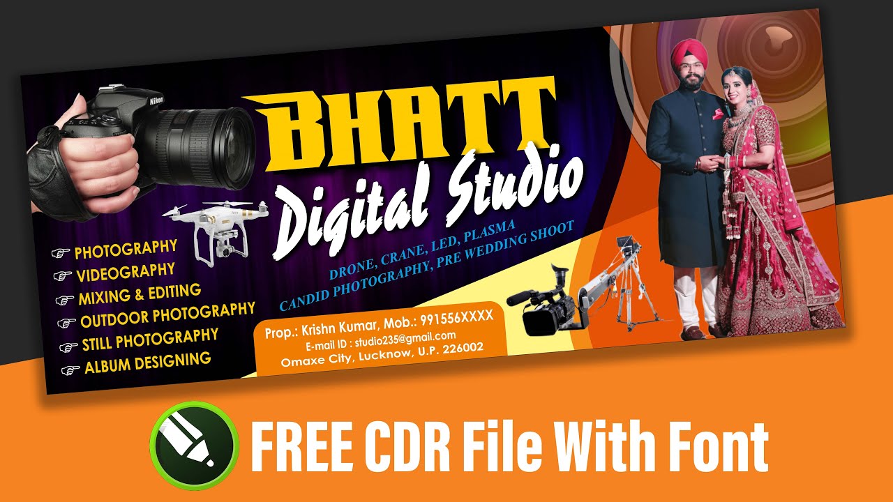How to make Photo Studio Flex Banner Design in Coreldraw | Studio Flex Board Design Free CDR