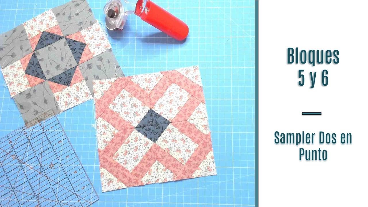 #3 Sampler Dos en Punto, Bloques 5 y 6   Curso de Patchwork para Principiantes