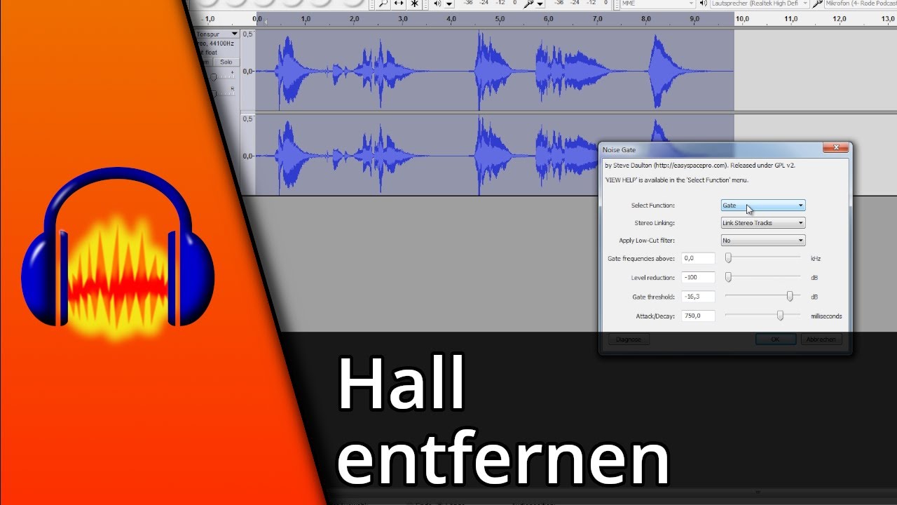 Audacity Hall entfernen / Nebenger&auml;usche entfernen via NoiseGate ✅ Tutorial