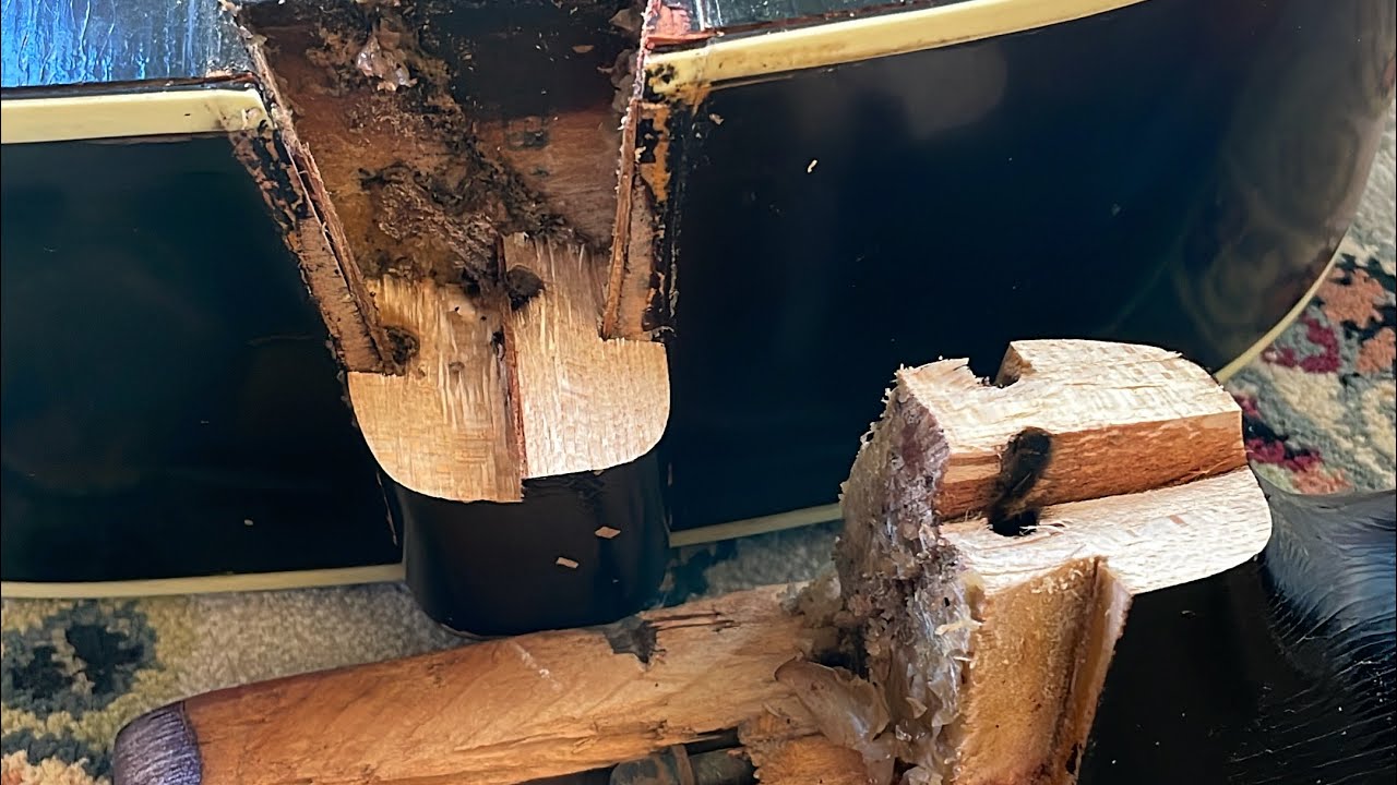 1954 Gretsch Synchromatic breaking the heel while removing the neck