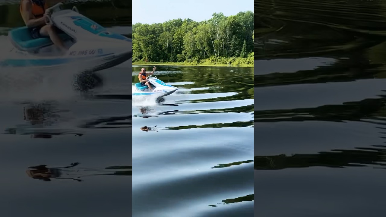 My dad absolutely shredding on the Kawasaki sport cruiser aka superchicken#kawasaki#standupjetski#sc
