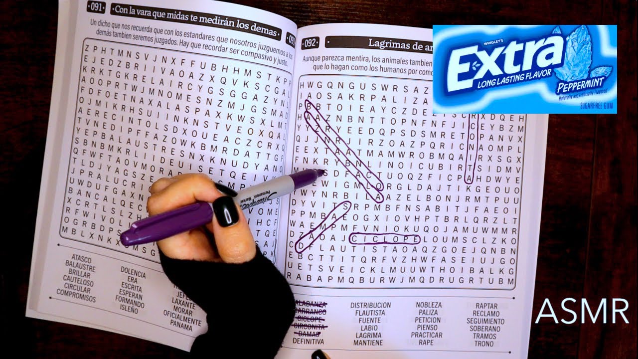 🖊️ ASMR español | chicle y sopa de letras 4!