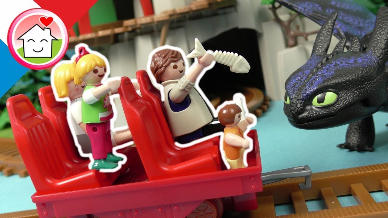 Playmobil Dragons en francais La famille Hauser au parc de dragon - Jouets pour enfants