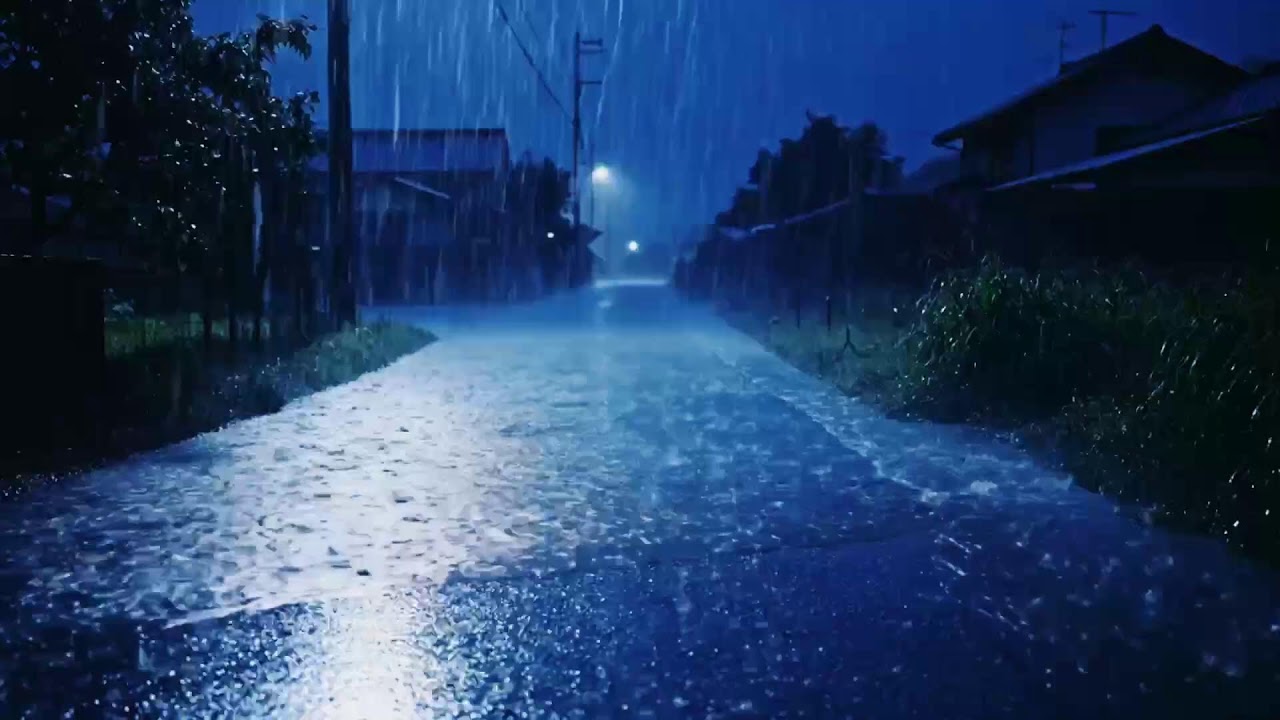 Cozy Rural Rainfall: Midnight Downpour Wrapping Quiet Village Roads in Comfort for Better Sleep 229