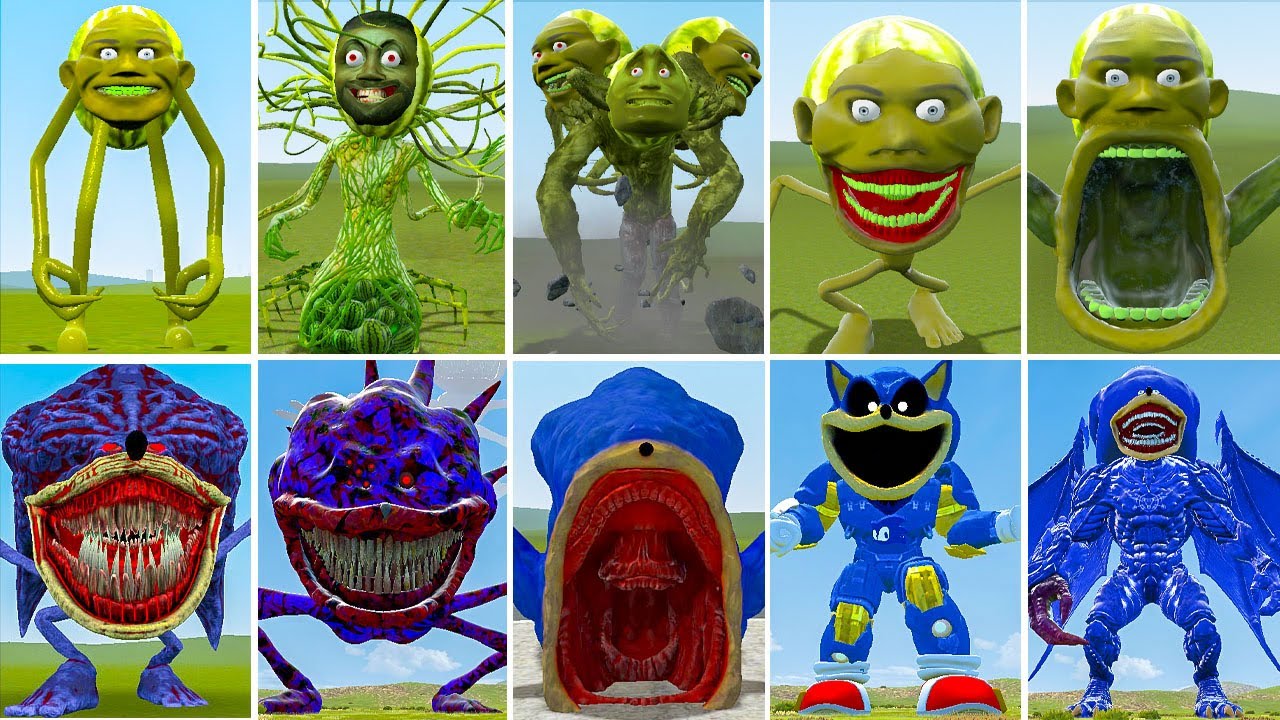 ALL NEW LINGANG MELON VS LINGANG TAPES VS ALL NEW SONIC BLUE VS MECHA SONIC in GARRY'S MOD !!!!