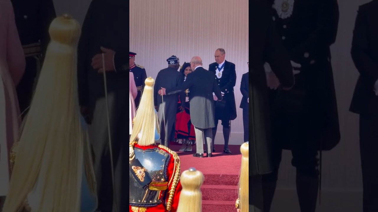 President Tinubu and Remi being introduced to the members of the King's Household at Windsor Palace