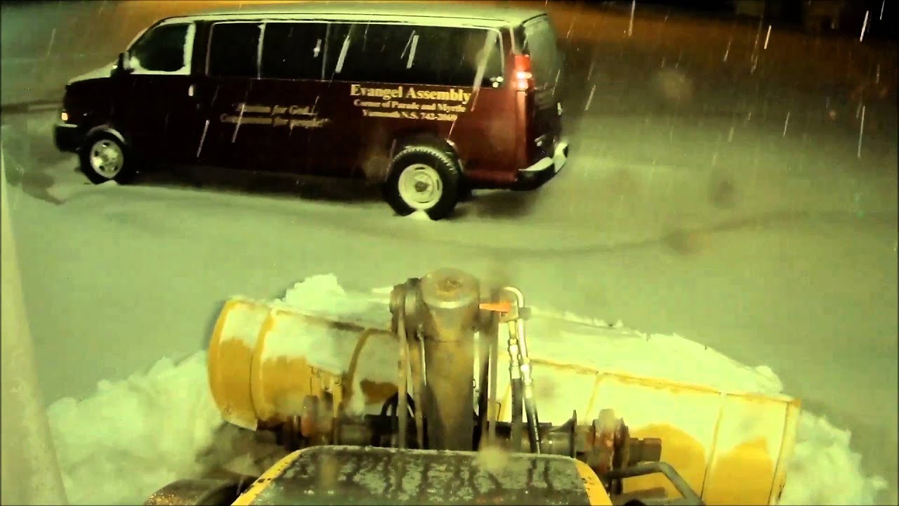 Action Cam, My Backhoe & Me Plowing Snow At 5am Yarmouth Nova Scotia.